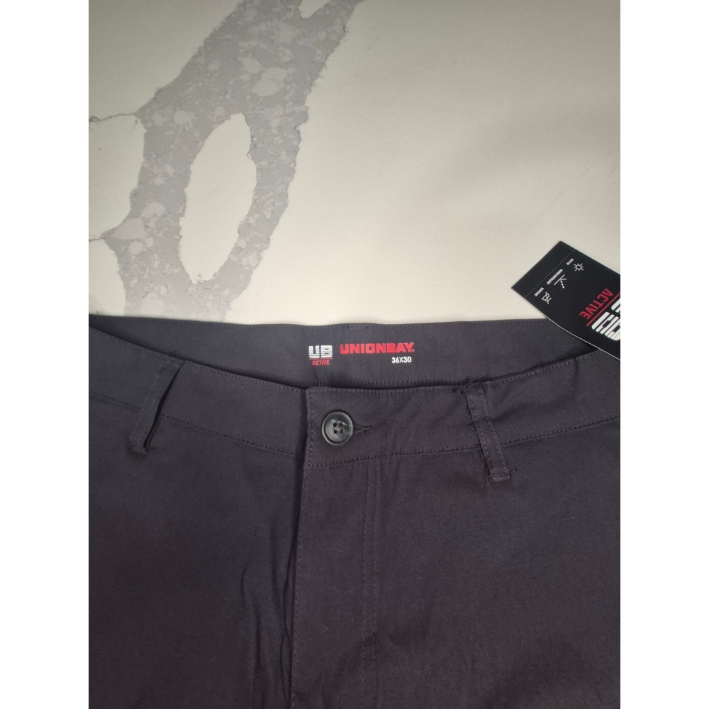Unionbay Active Pants Straight Leg Comfort‎ Stretch Black 36x30